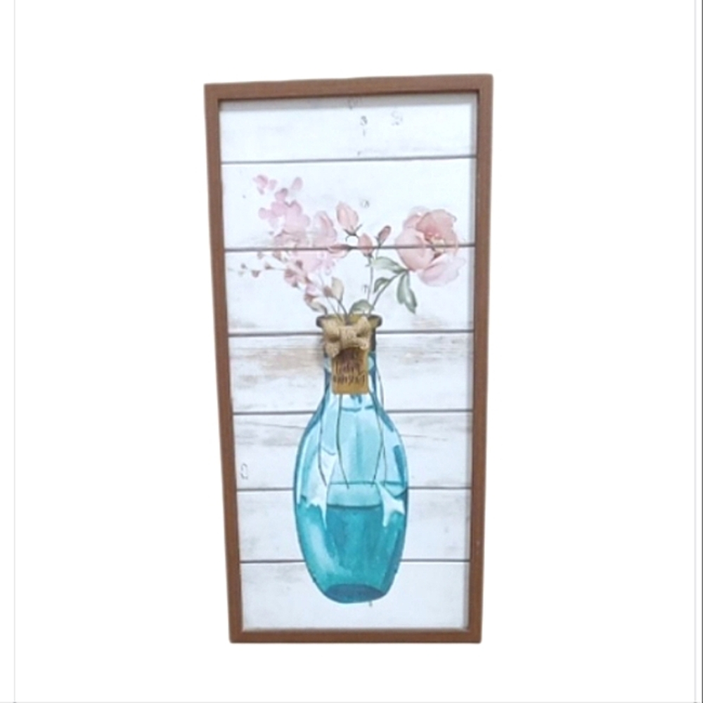 Rustic Wall Hanging "Make Today Amazing" Bottle with Flowers Burlap Bow
